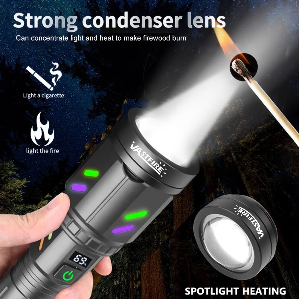 12000LM Laser White LED Flashlight Torch USB Rechargeable Zoomable Burning Light