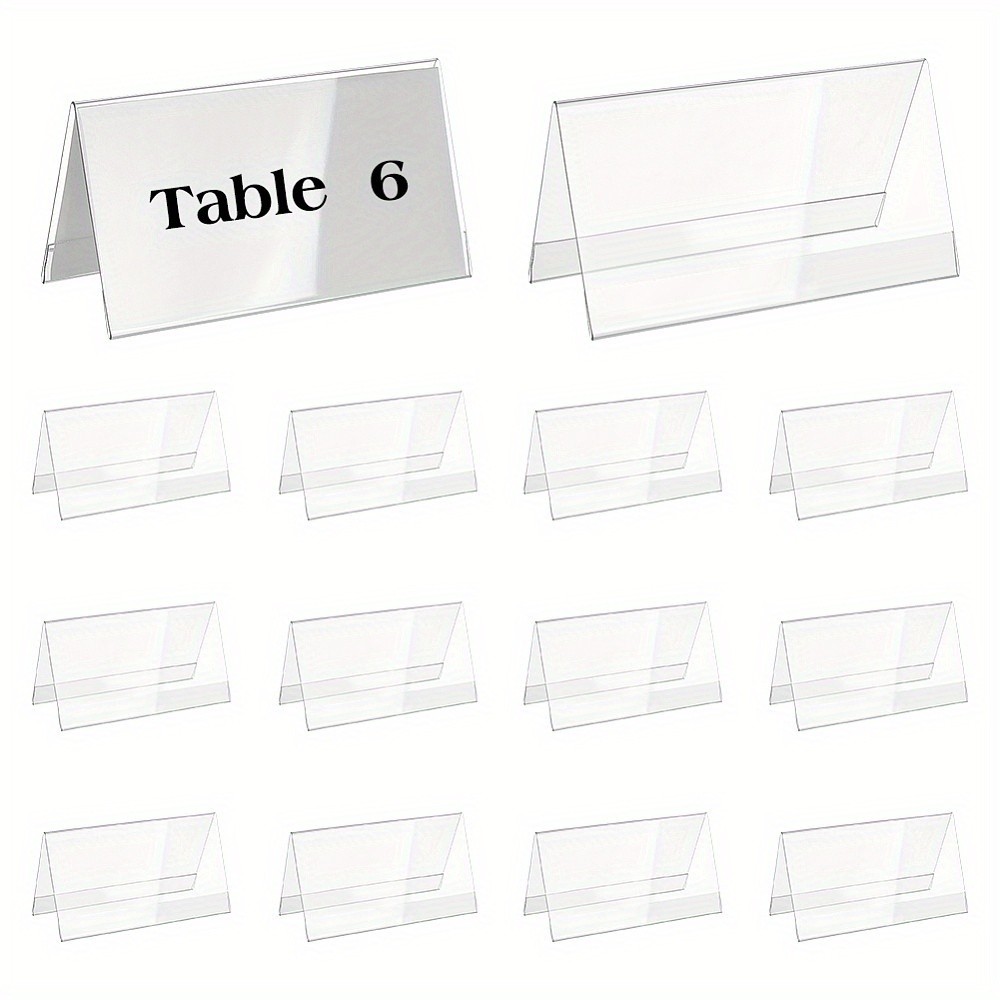 16pcs Acrylic Table Number Sign Tent Holder Desk Name Plate Display for Business