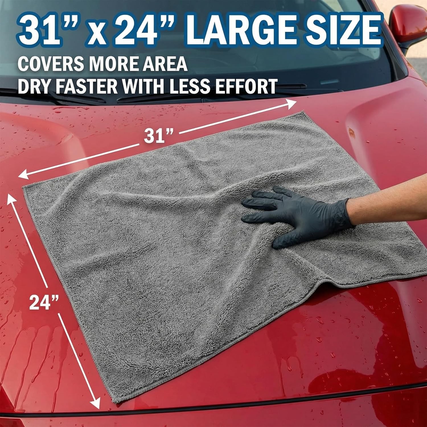 2 Pack Professional Large Microfiber Car Drying Towels (31" x 24"), Microfiber T