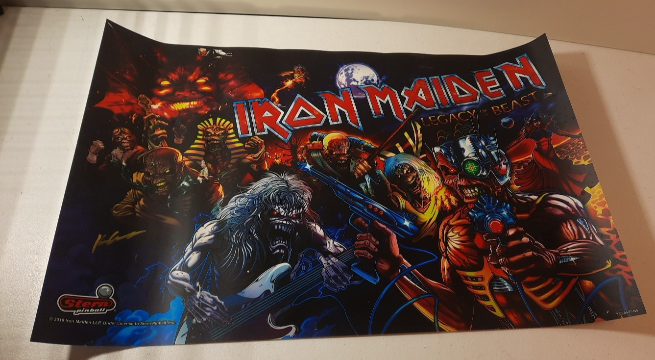 2018 Stern Pinball Iron Maiden Legacy of the Beast Translite  25.5" x 16.25"