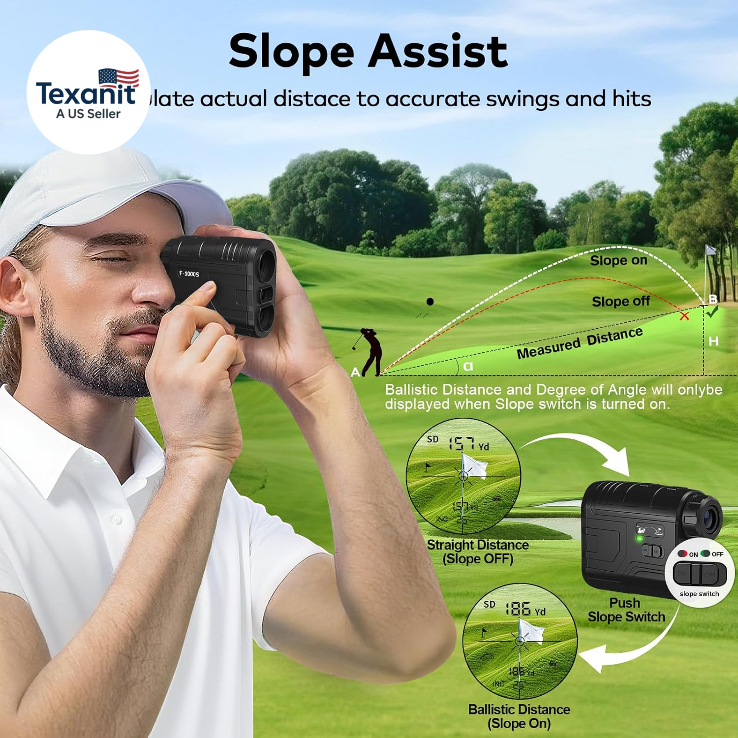 1200Yards Range Finder Golf with Slope, 7X Magnification Range Finder, Lightweig