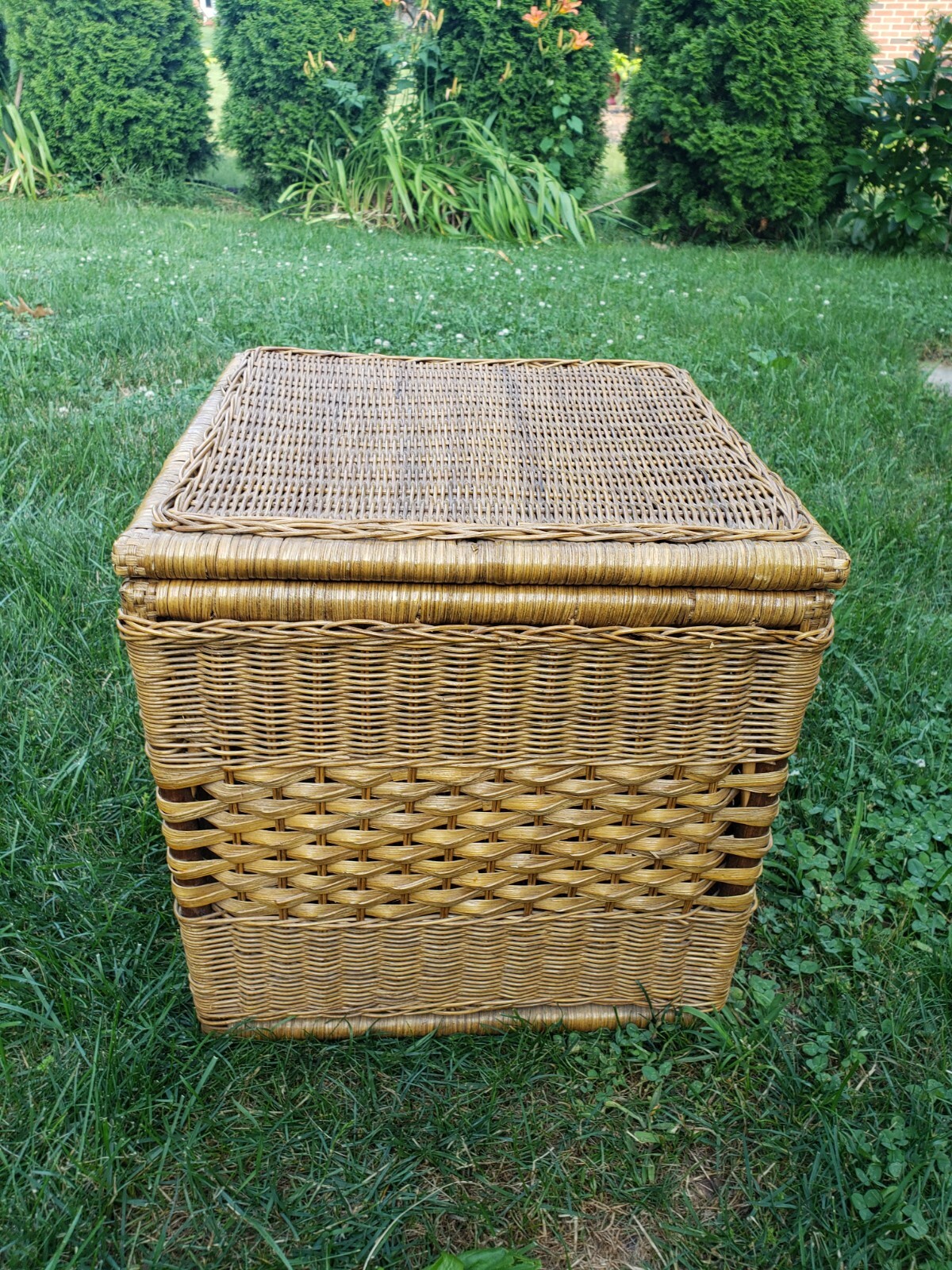 Vintage Rattan Wicker Chest/Table