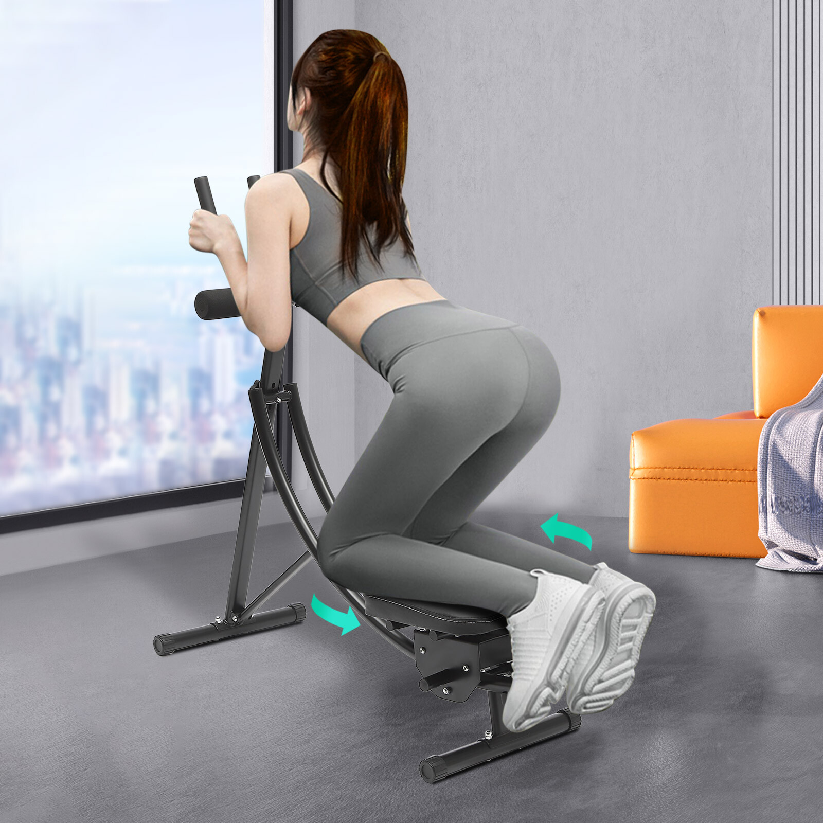 Ab Machine Coaster Abdominal Crunch Trainer Fit Home Gym Core Workout Equipment