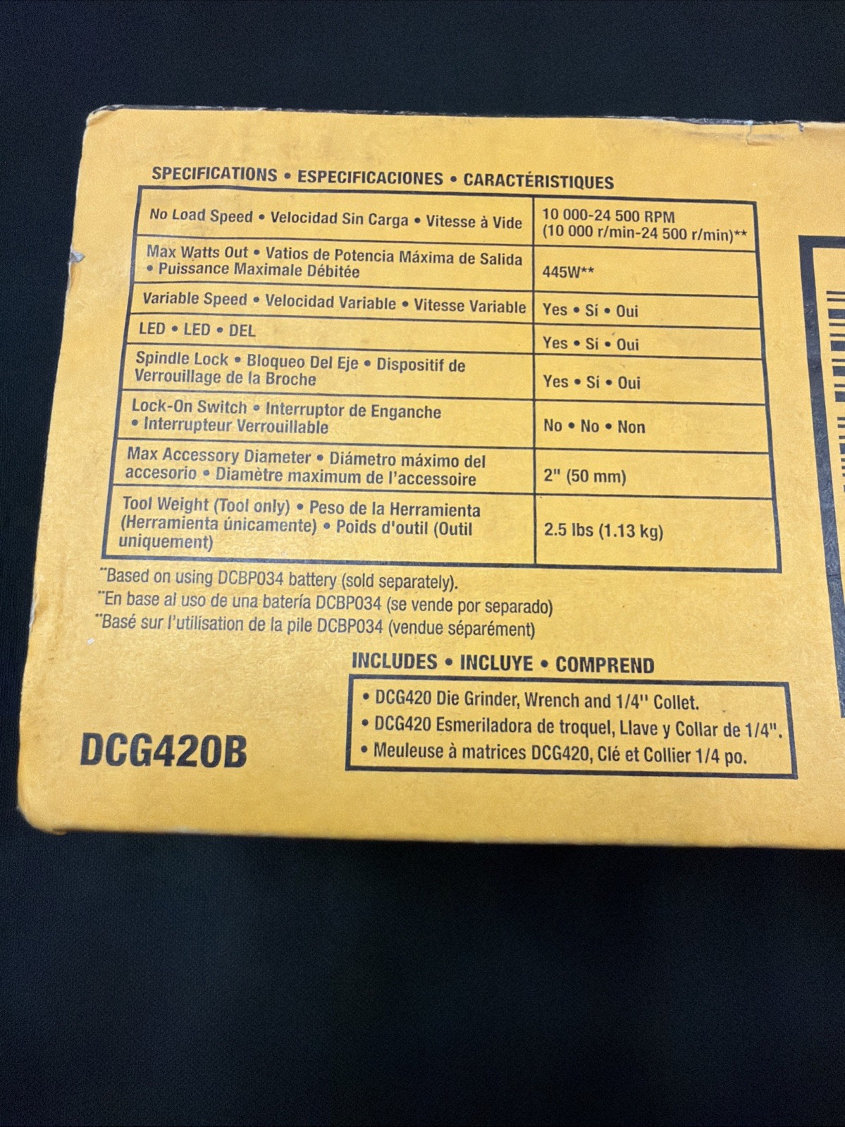 DeWALT DCG420B 20V Atomic Var Speed Die Grinder - Tool Connect Chip Ready