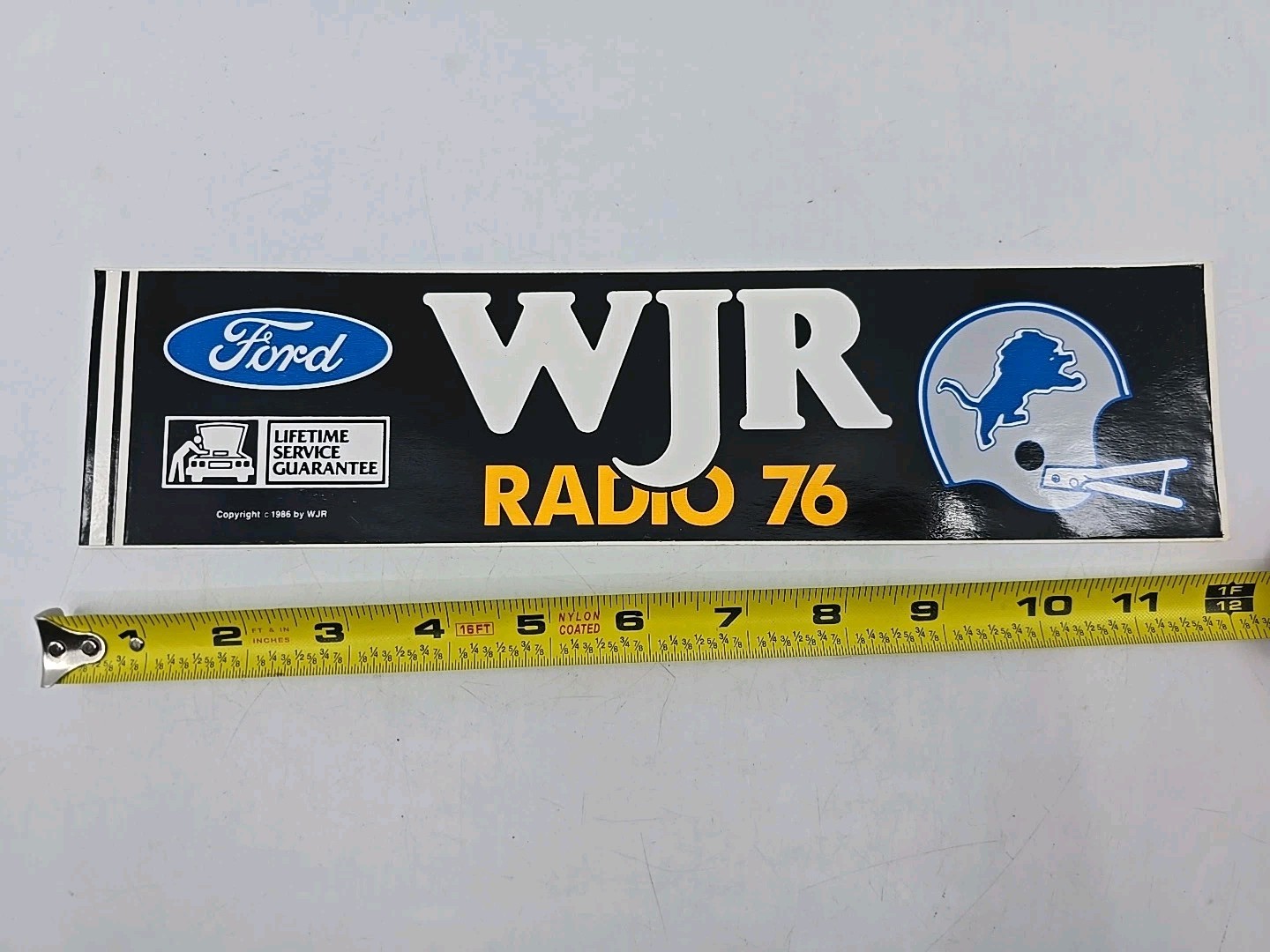 Vintage 1986 WJR 760 Radio Detroit Lions NFL Ford Motor Company Bumper Sticker