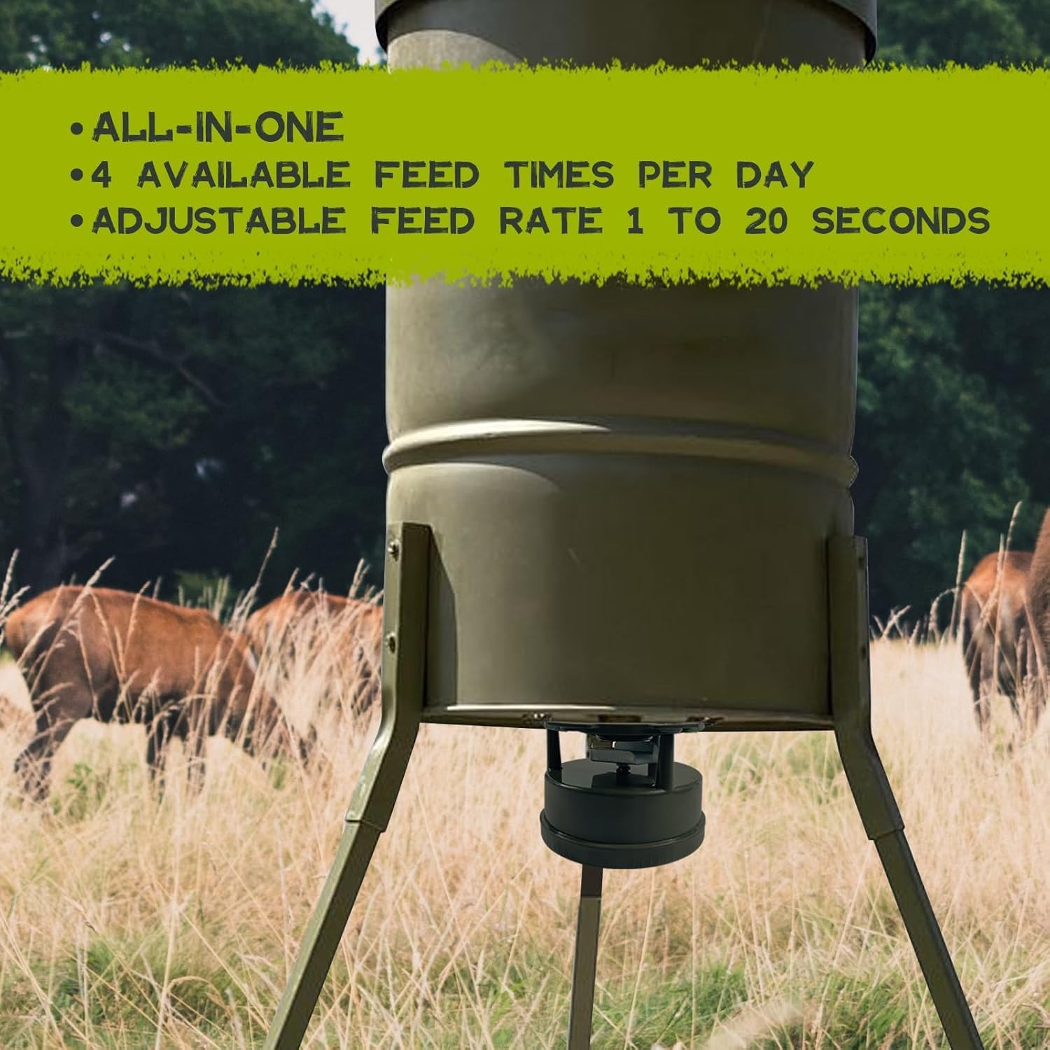 Deer Feeder Kit - Digital Timer - Metal Spin Plate - Easy Setup - All-in-ONE