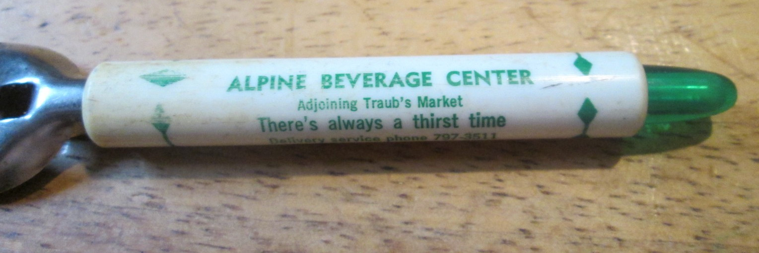 VTG ALPINE BEVERAGE METAL PLASTIC BOTTLE CAN SODA OPENER PH 797 3511