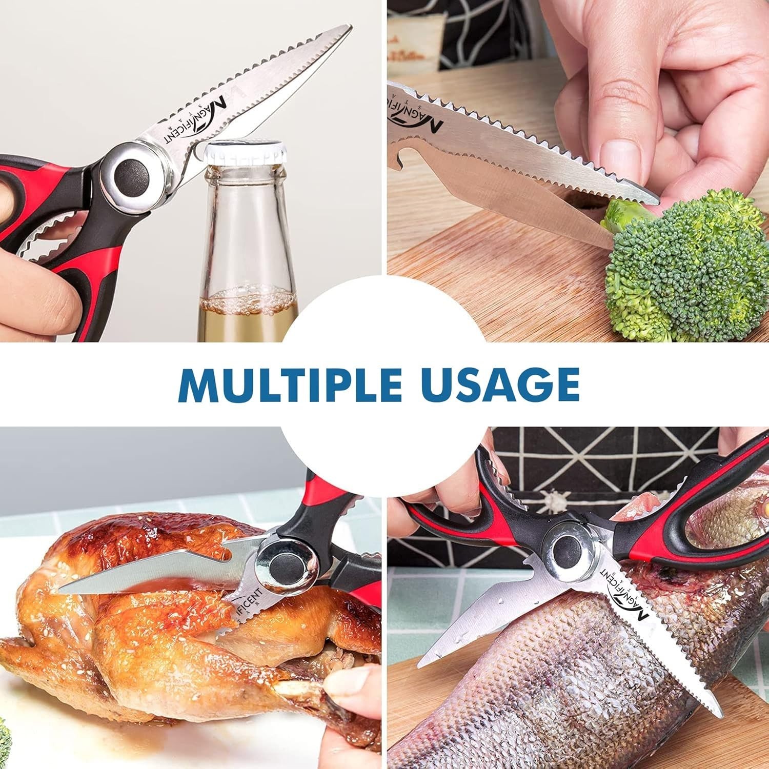 Professional Sharp Kitchen Shears with Safety Cover - Versatile & Durable Design