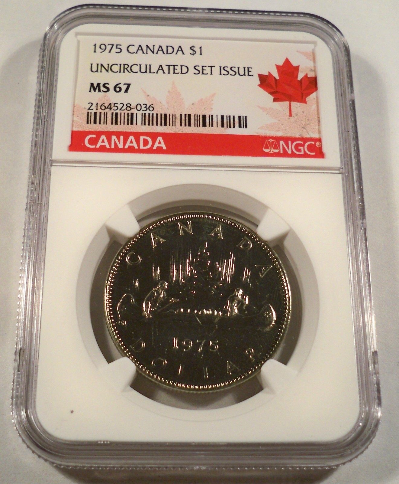 1975 NGC MS67 CANADA VOYAGEUR DOLLAR MS 67 $1