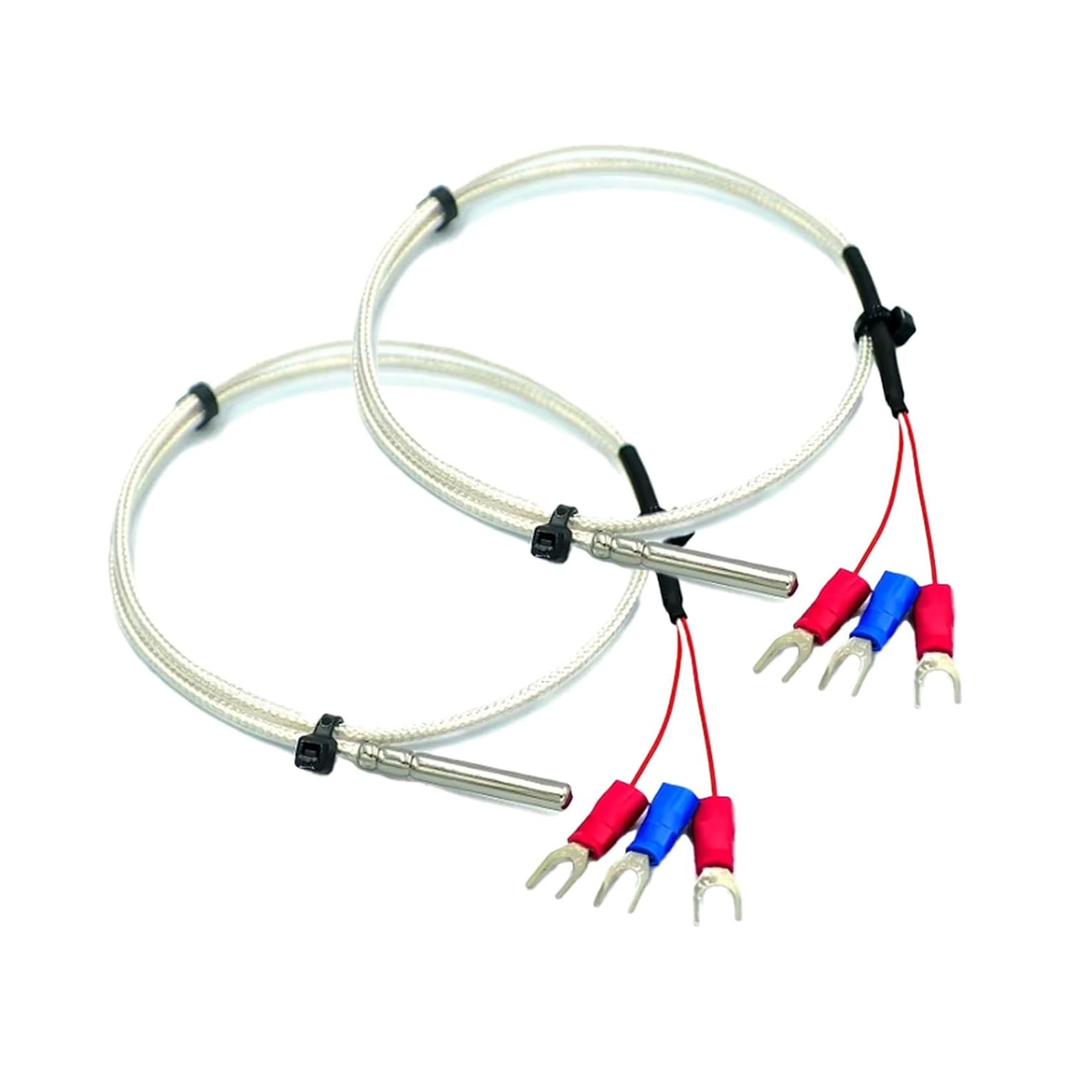 PT100 Waterproof RTD Temperature Sensor Probe 3-Wire Stainless Steel (2-Pack)