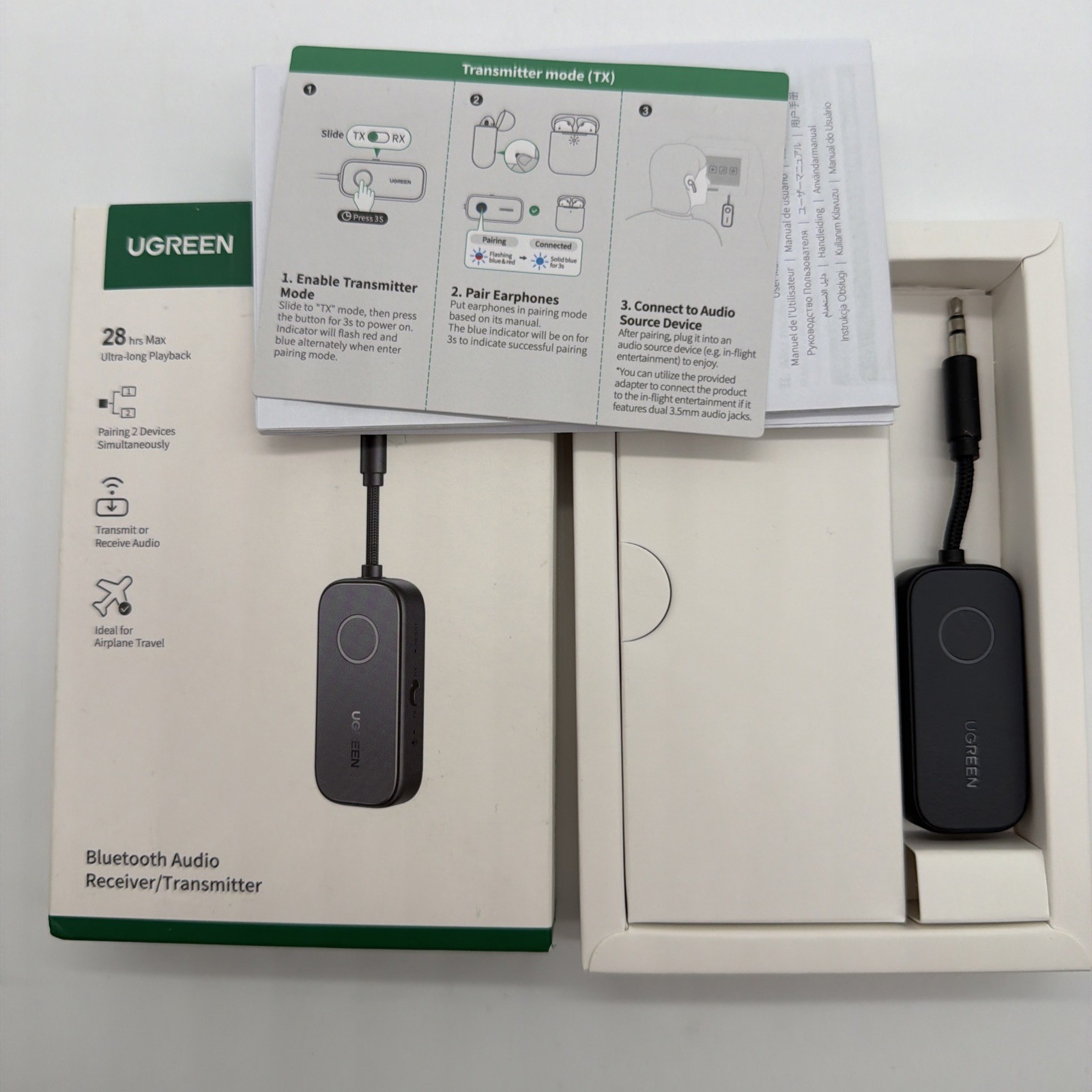 UGREEN Airplane Bluetooth Audio Receiver and Transmitter Adapter CM672