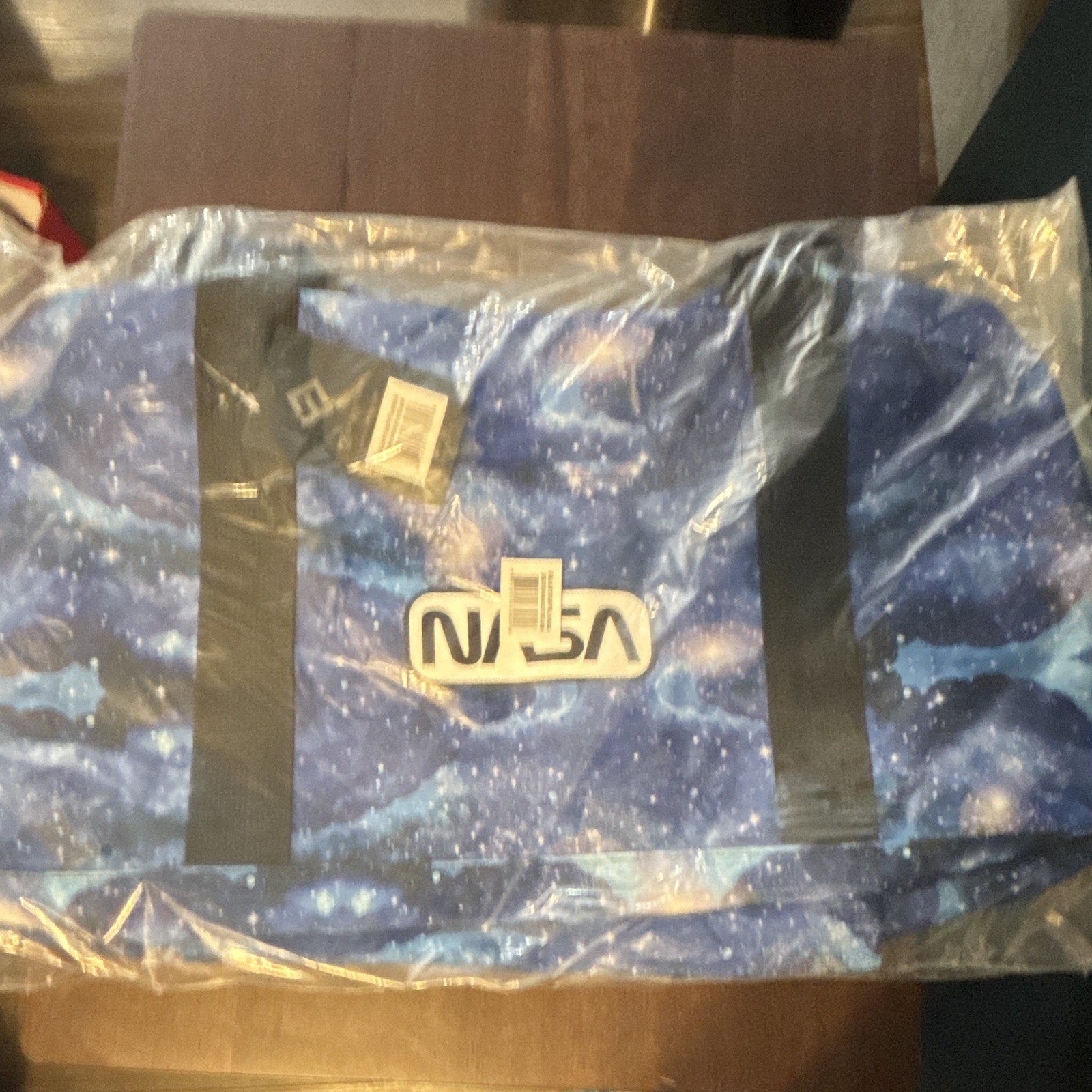 NASA Blue/Black Galaxy Duffle Bag Large Zip Adjustable Shoulder Strap Pockets