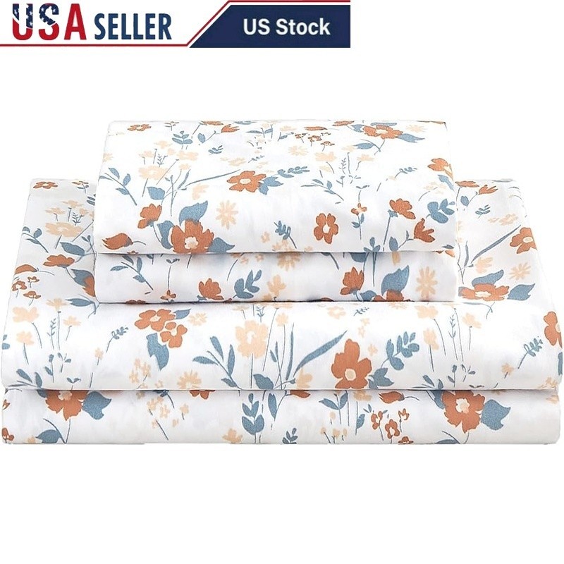 Floral Microfiber Bed Sheet Set Soft Deep Pocket Fitted Durable Pillowcases New