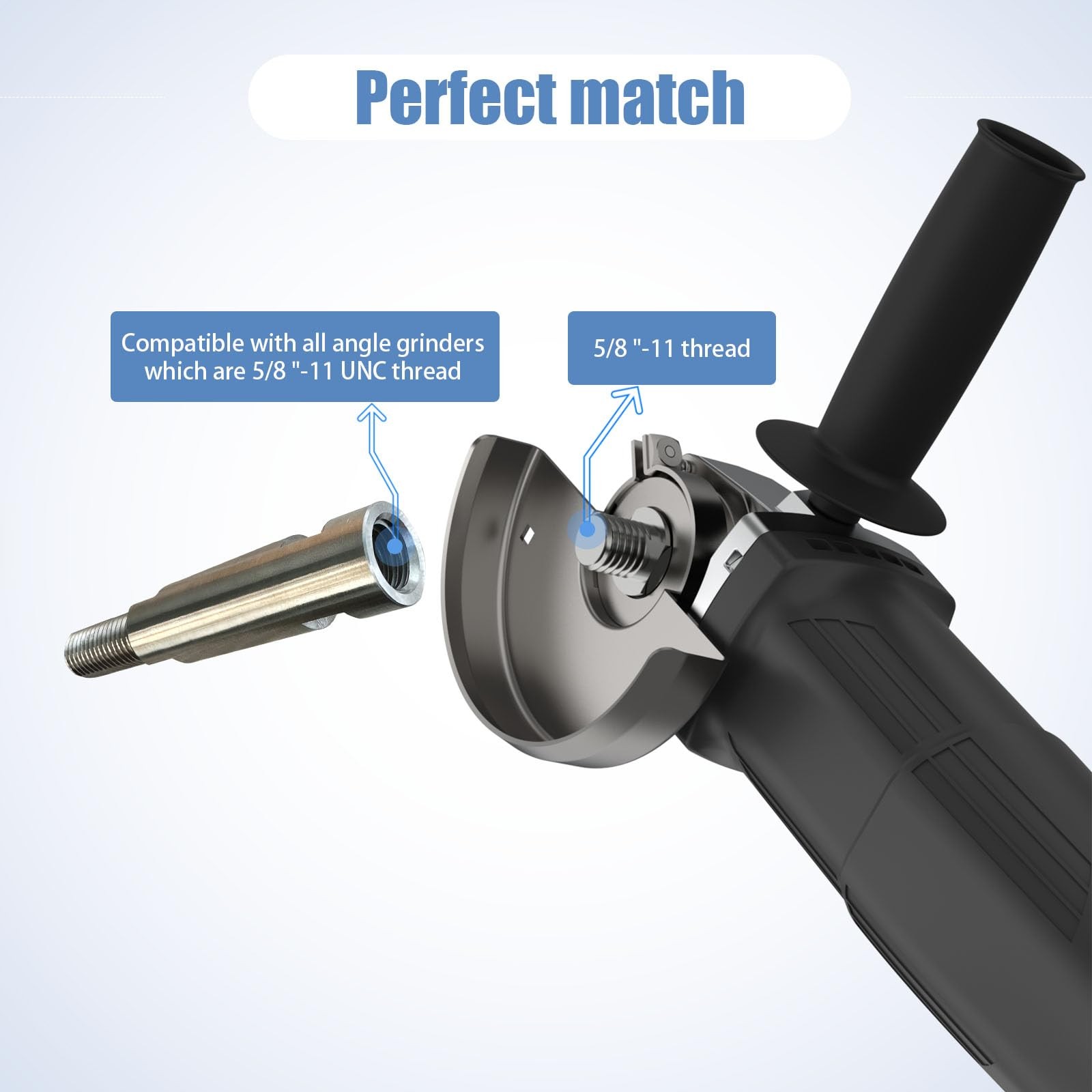 Neeki 4-1/2" Stainless Angle Grinder Arbor Extension Shaft, 5/8"-11 Thread Ar...
