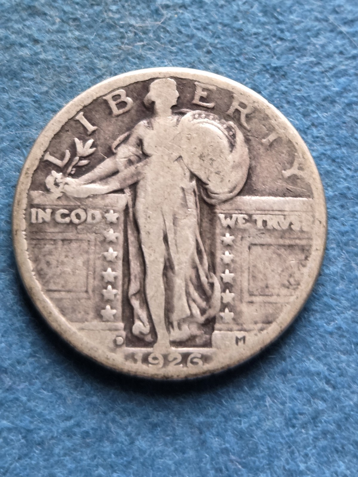 1926 D Standing Liberty Quarter - Fine - 90% Silver 25 Cents -