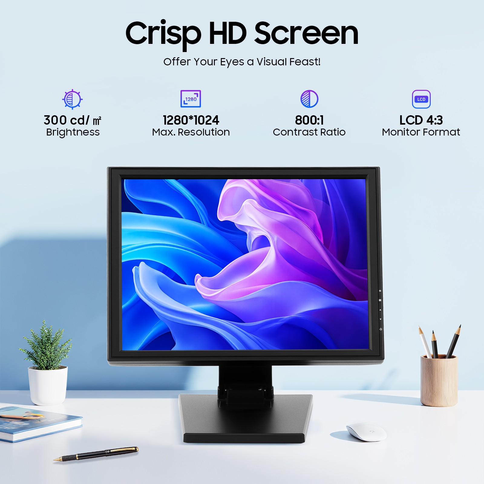 17in LCD Touchscreen Monitor Adjustable Angle LCD Display - 4:3, 5ms, 1280x1024