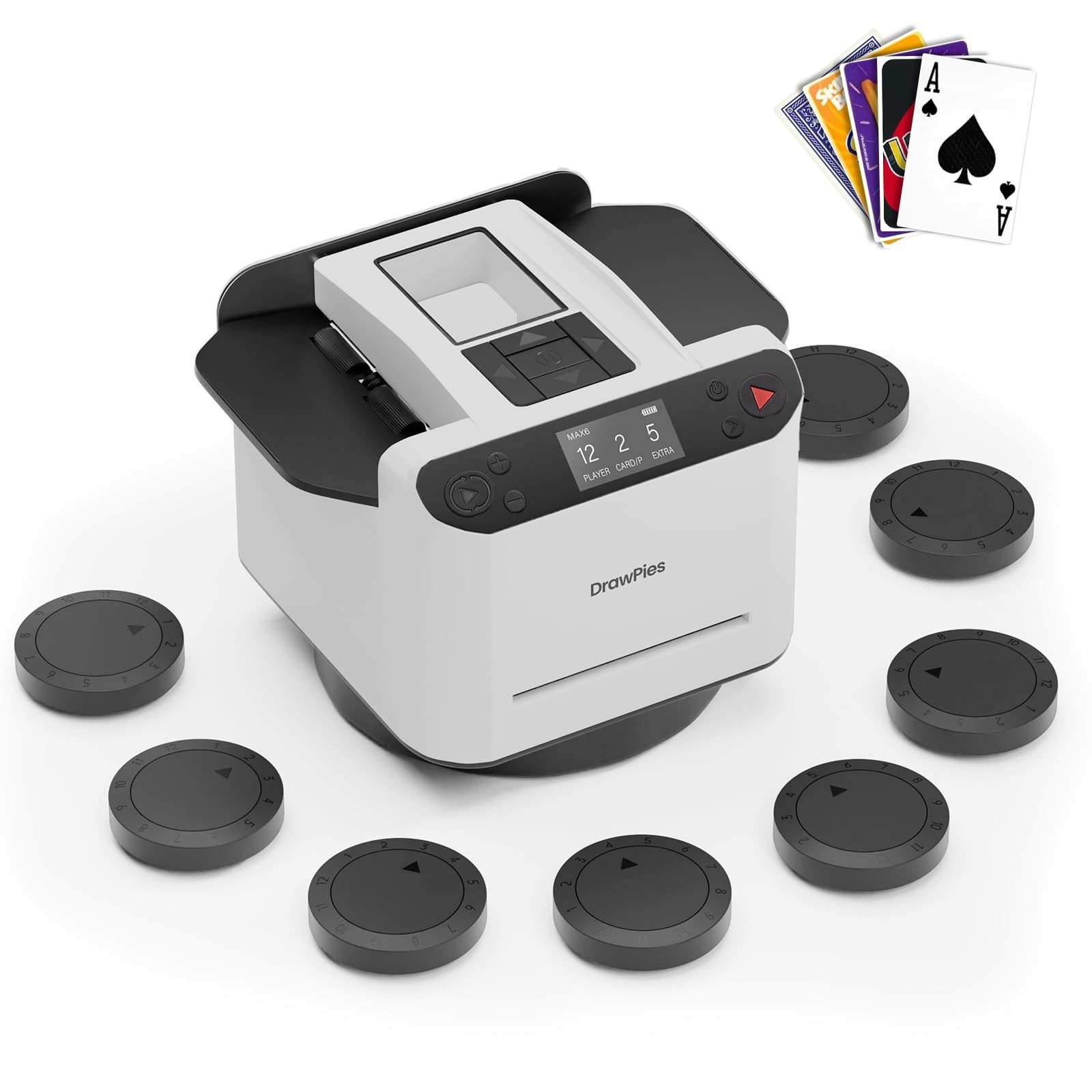 White Automatic Card Shuffler & Dealer 2-in-1 Machine, 2026 Quiet Rechargeable