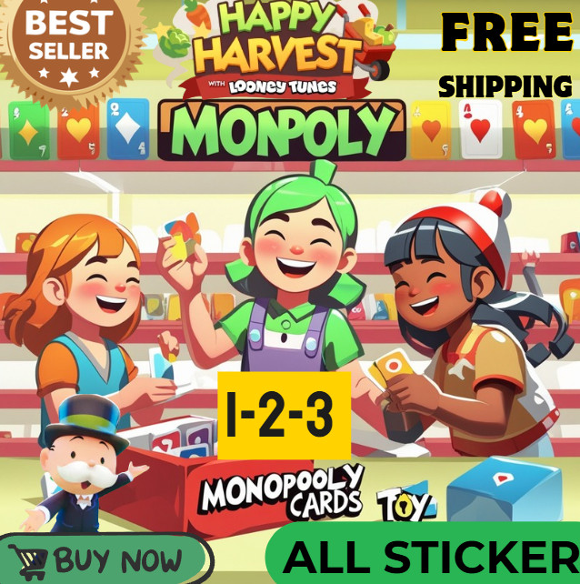 Monopoly Stickers Go - Happy Harvest Album_1- 2-3⭐All sticker🔥-24/7