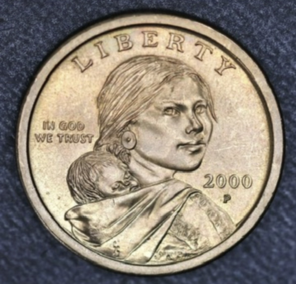 2000 Philadelphia Sacagawea Dollar Wounded Eagle Error Manganese-Brass Coin