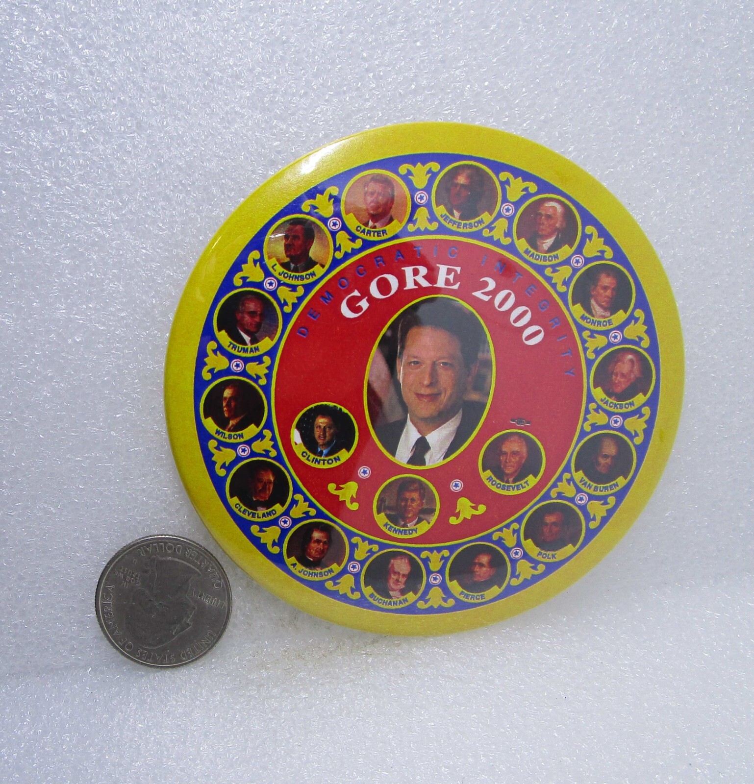 2000 Al Gore Democratic Integrity Button Pin