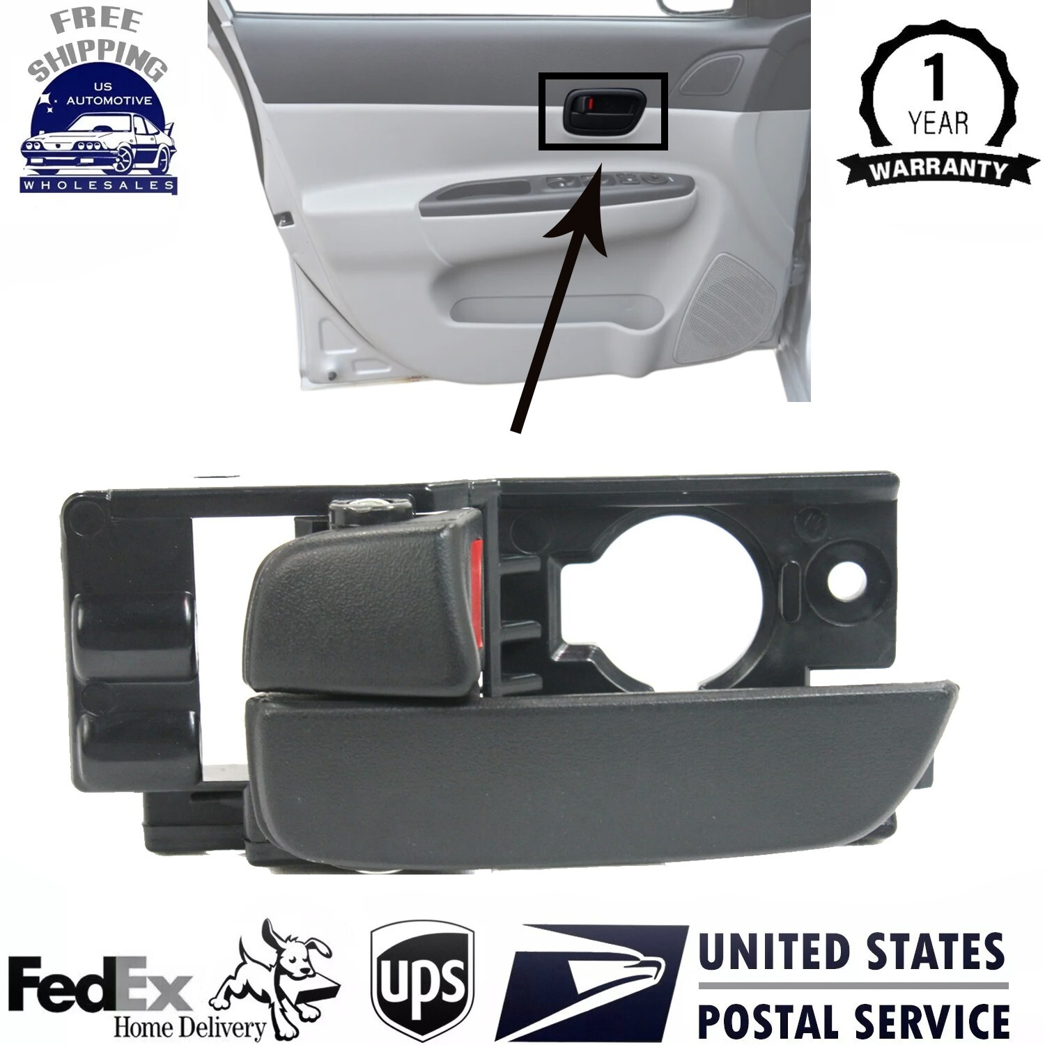 New Front Interior Door Handle Left Driver Side Black For 2006-11 Hyundai Accent