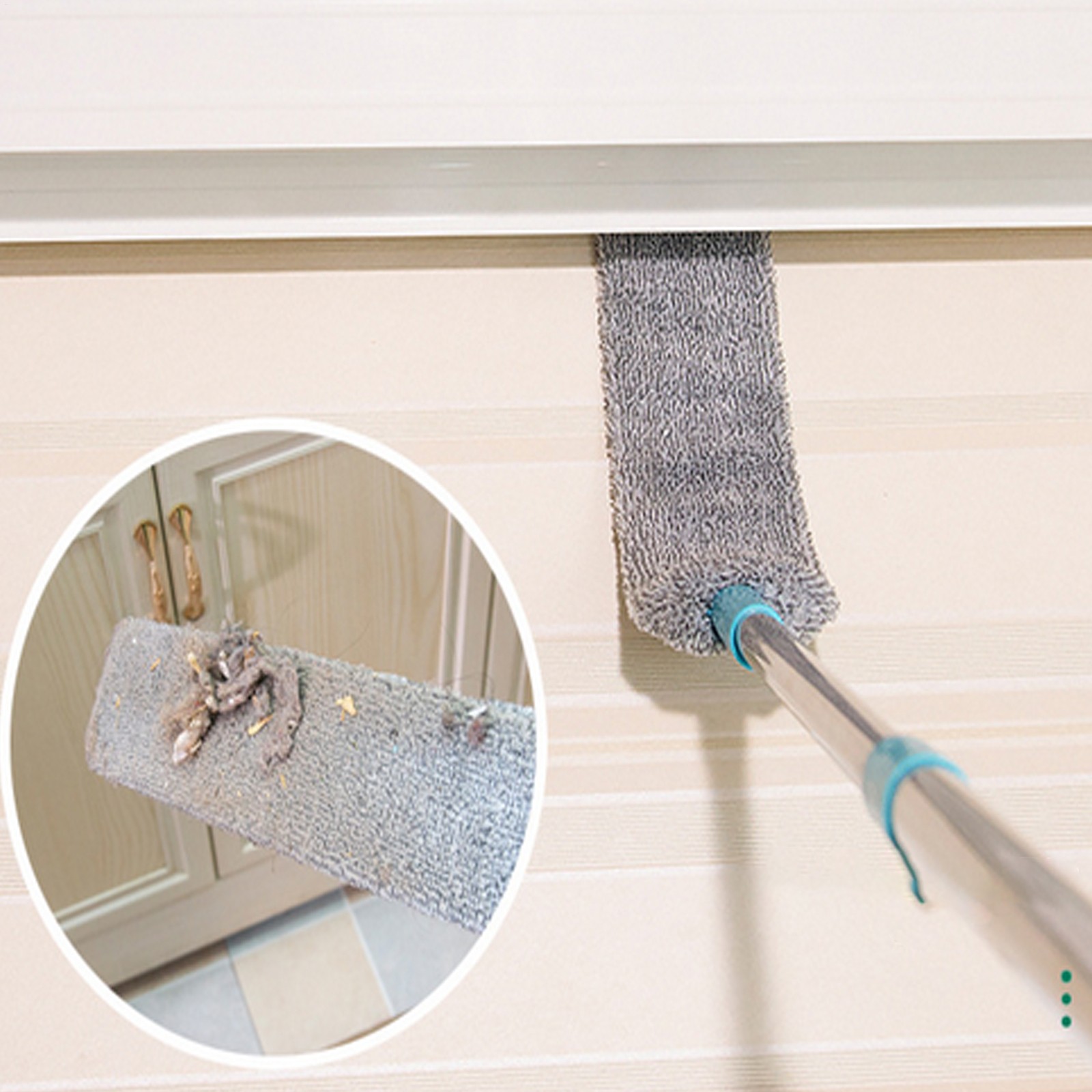 Flat Duster Retractable Long Handle Microfiber Duster Under Appliance