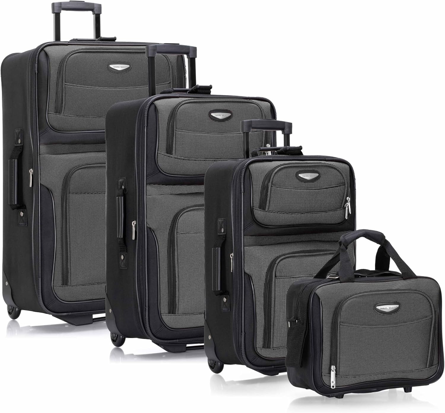 Amsterdam Softside Expandable Luggage with Rolling Wheels, Gray, 4-Piece Set (15