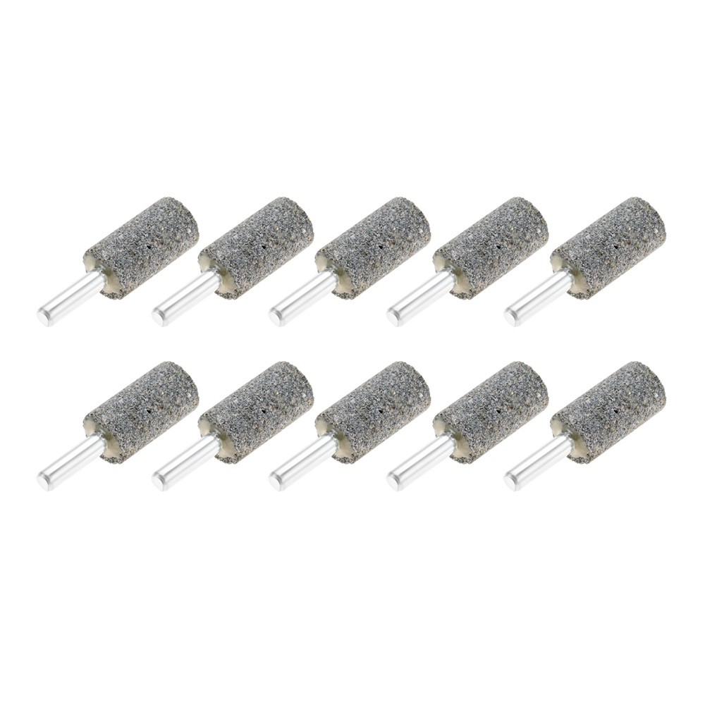 10x Aluminium Oxide Cylindrical Grinding Stones 1/4"Shank 16mm Head Rotary Drill