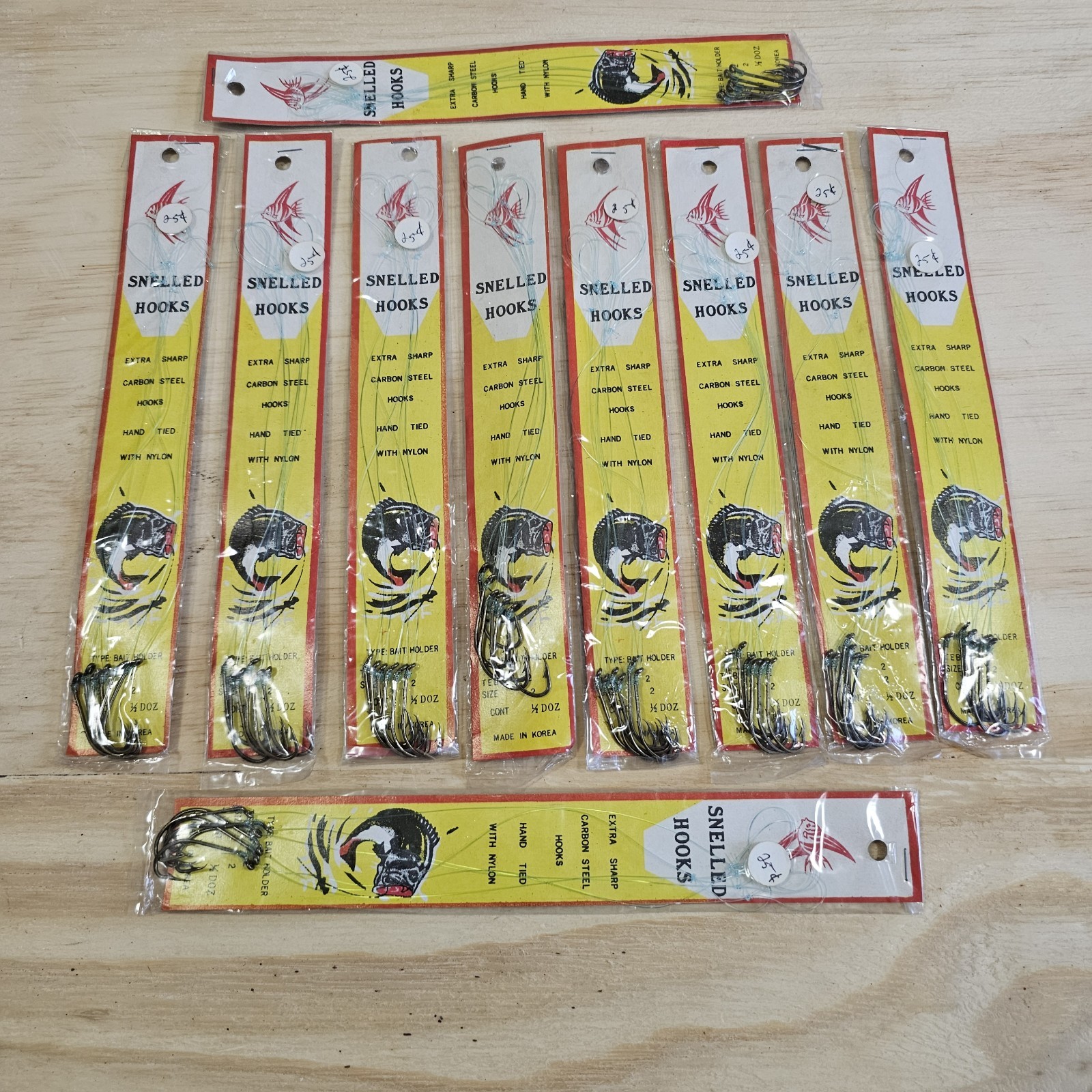 Vintage Lot Of 60 Double Snelled Hooks Size 2 Brand New NOS Fishing Hook 10 Paks