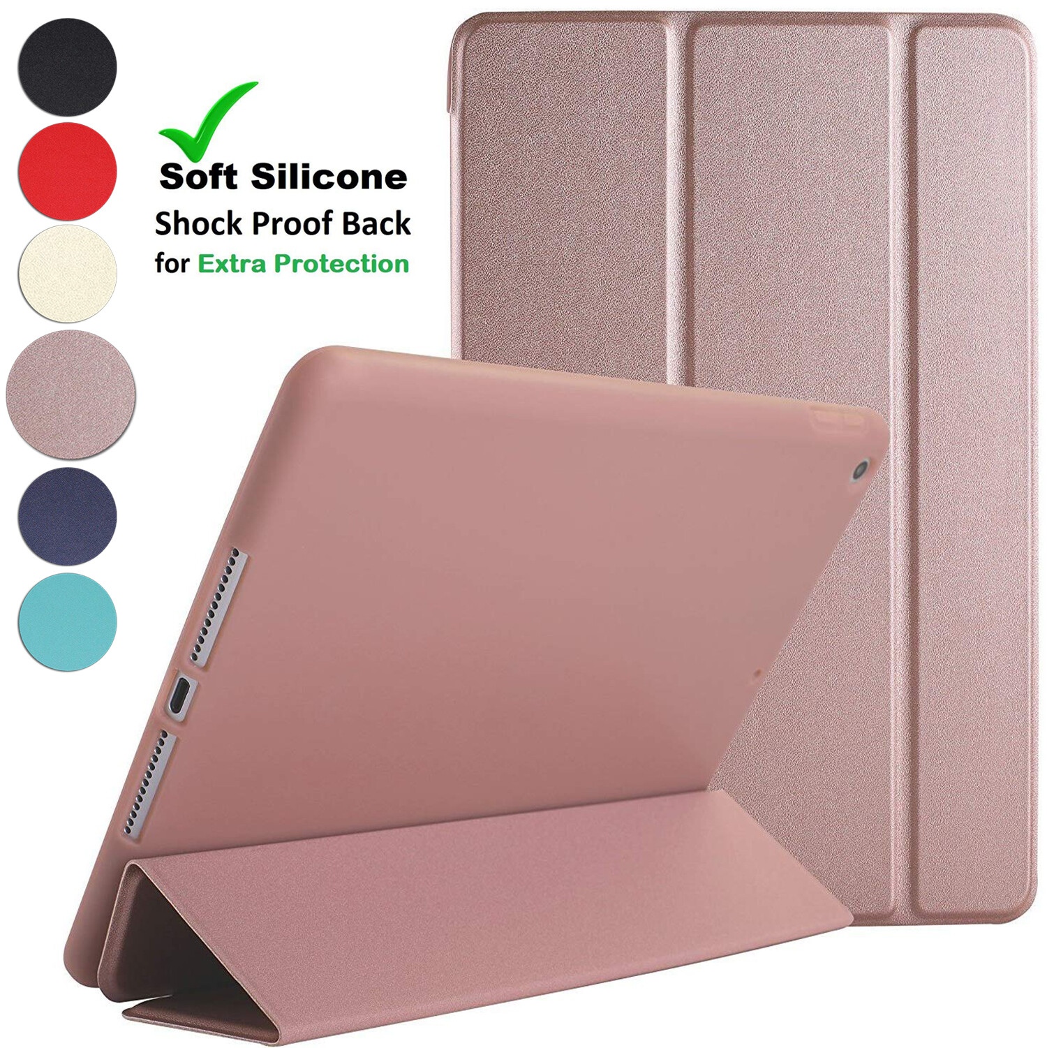 iPad Pro 9.7 Case A1674 A1673 A1675  Protective Soft Back Smart Cover Rose Gold