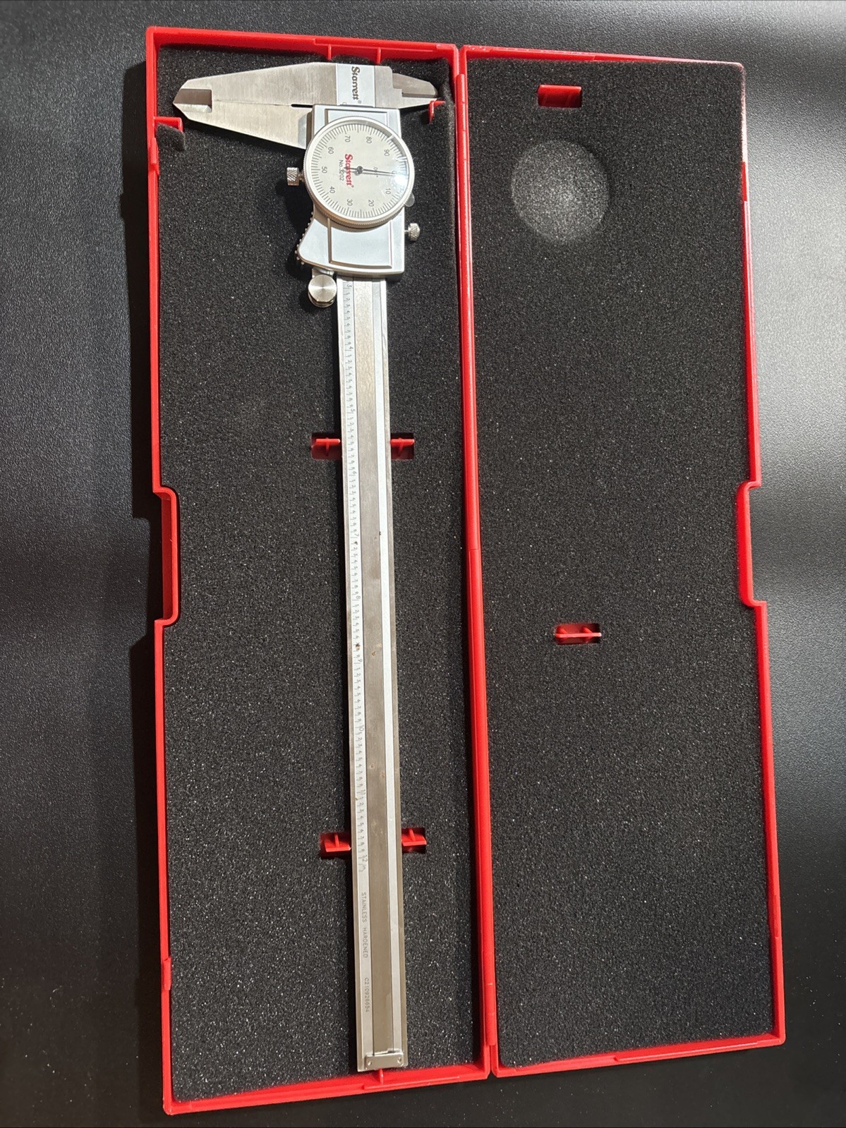 Starrett  No 3202 0-12" .001" Graduation Dial Caliper With Case NEW