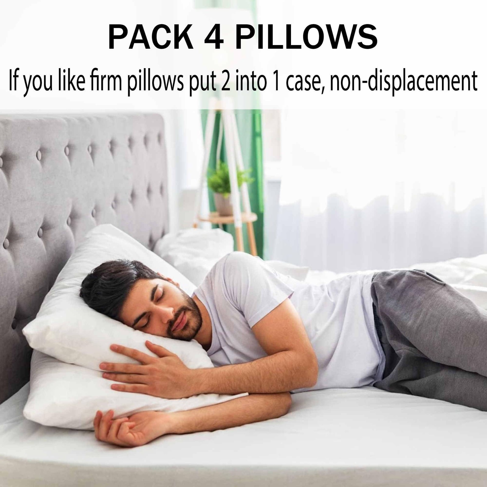Medium Support Bed Pillows Standard Size Set of 4 Pack 4 Standard, White