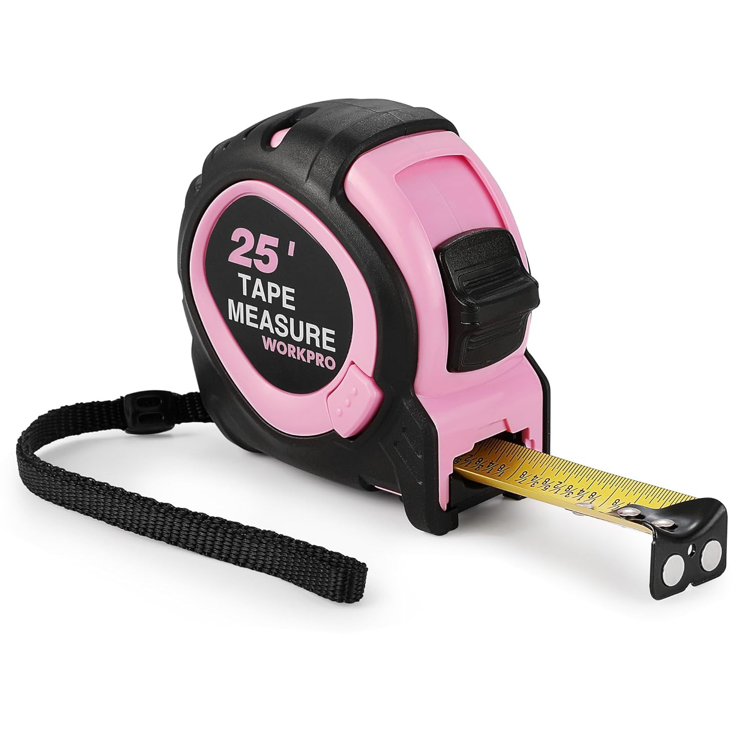 25-FT Tape Measure with Fractions, 3 Brakes Retractable Measuring Tape, Compa...