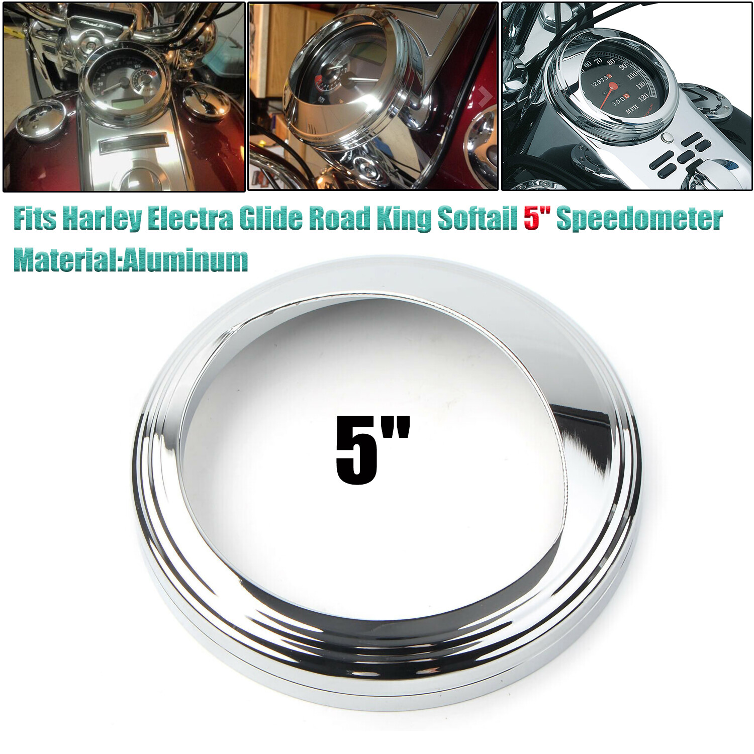112 Chrome Speedometer Bezel Trim Ring Visor Cover For Harley Touring Softail US