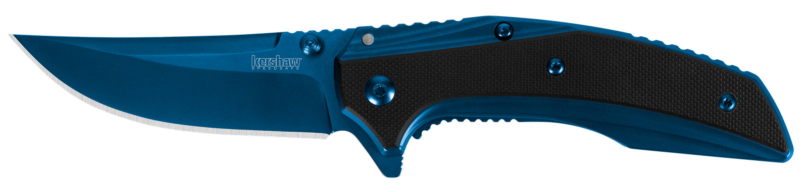 Kershaw 8320 Outright 3" Folding Trailing Point Plain Blue PVD 8Cr13MoV SS
