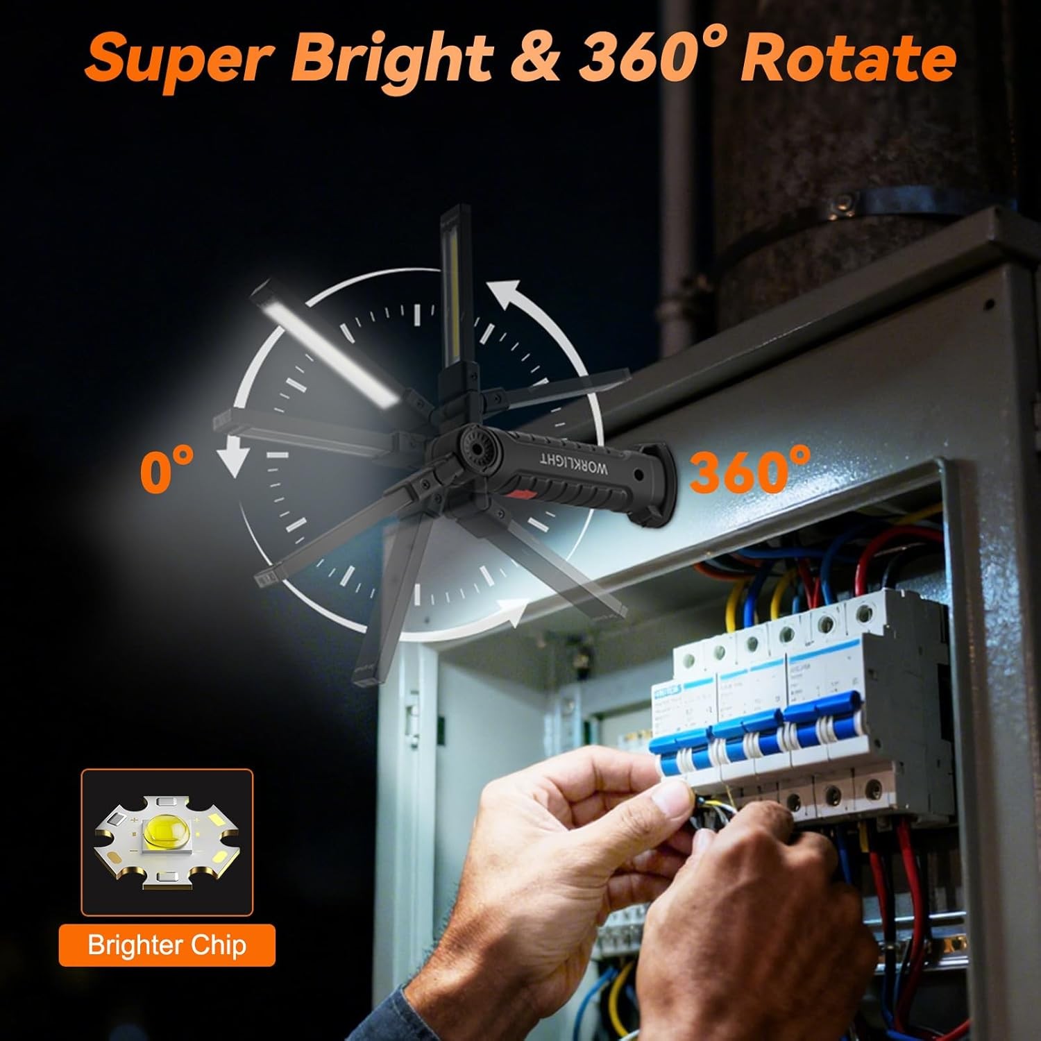 6xWork Light Rechargeable Garage Workshop LED Light Magnetic Mechanic Flashlight