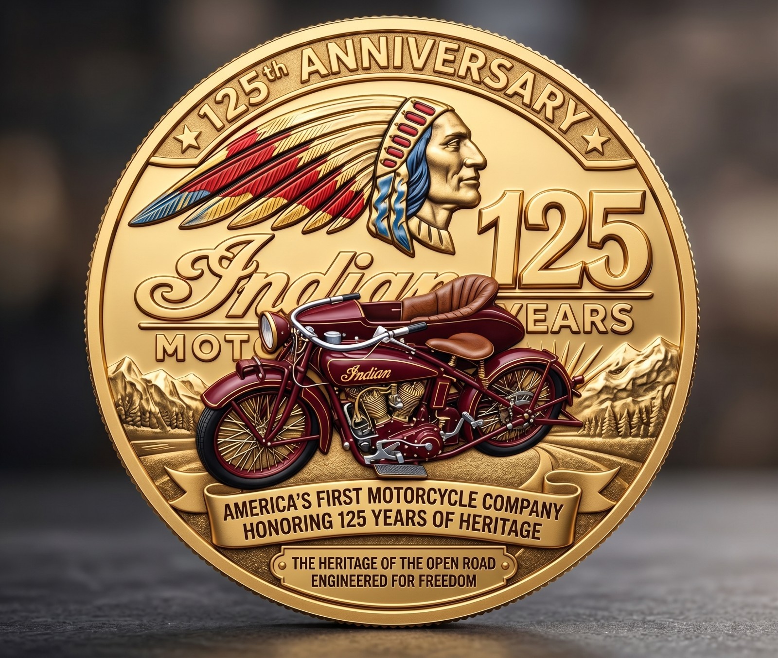 New Indian Motorcycle 125th Anniversary 1901-2026 Commemorative Coin TB453