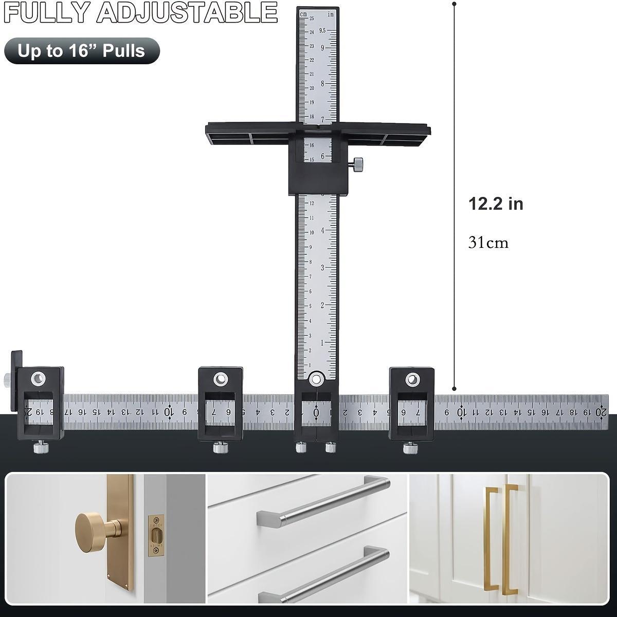 Cabinet Hardware Jig Tool, Wood Drilling Guide for Handles & Knobs, Black