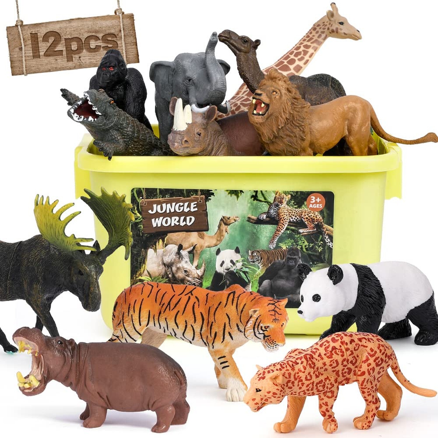 FRUSE Safari Animals Figures Toys, 12PCS Wild Zoo Figurines, Realistic Africa...