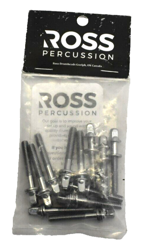 Ross Percussion Tension Rods for Snare and Toms Ross Drum Hardware 12 Pack