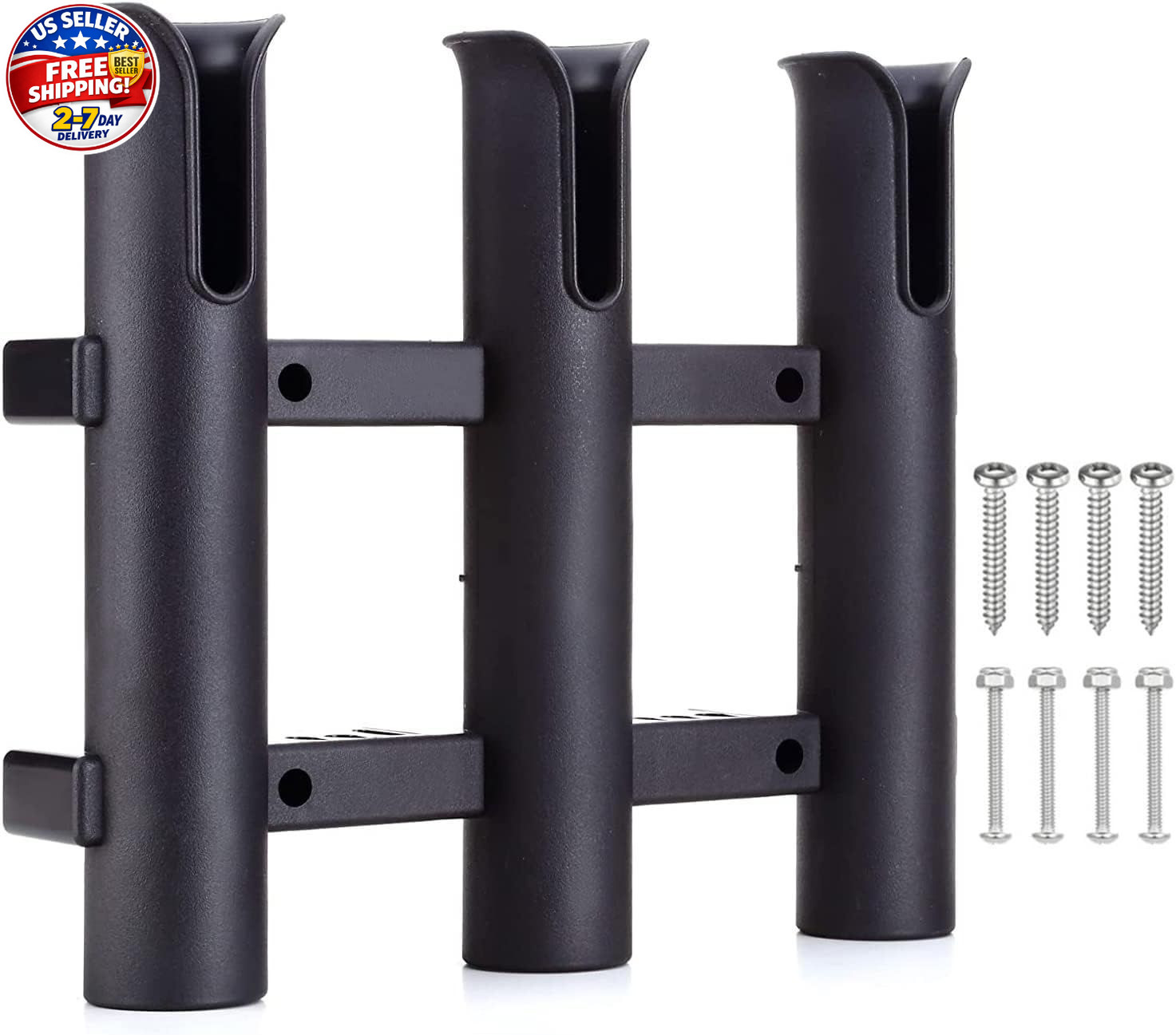 3 Tube Boat Fishing Rod Holder w/Screws for Marine Kayak Side Mount Removable US