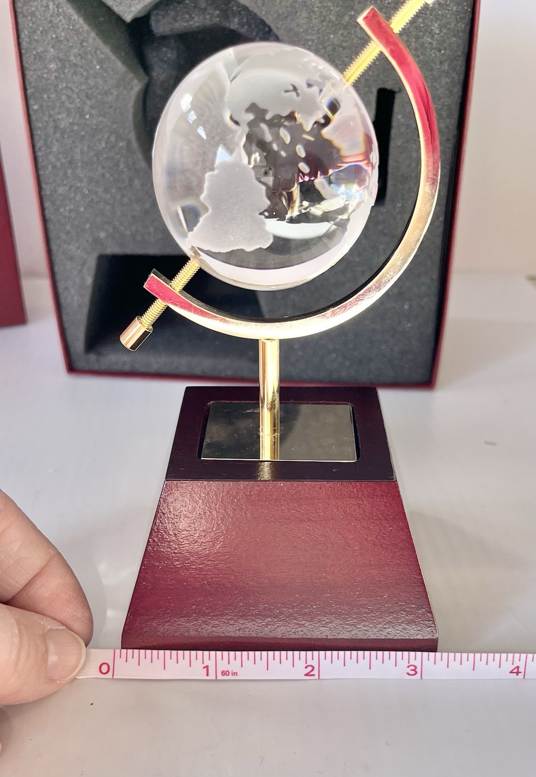 Globe Ornament Executive Desk Display Hand Decorated In USA Euro Kristall RARE