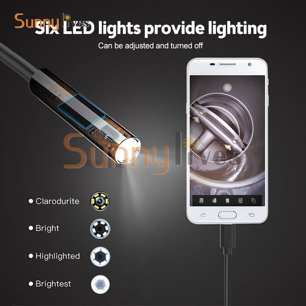 5.5mm HD Endoscope Borescope Inspection Camera w/ 6LED for USB Type C Android PC