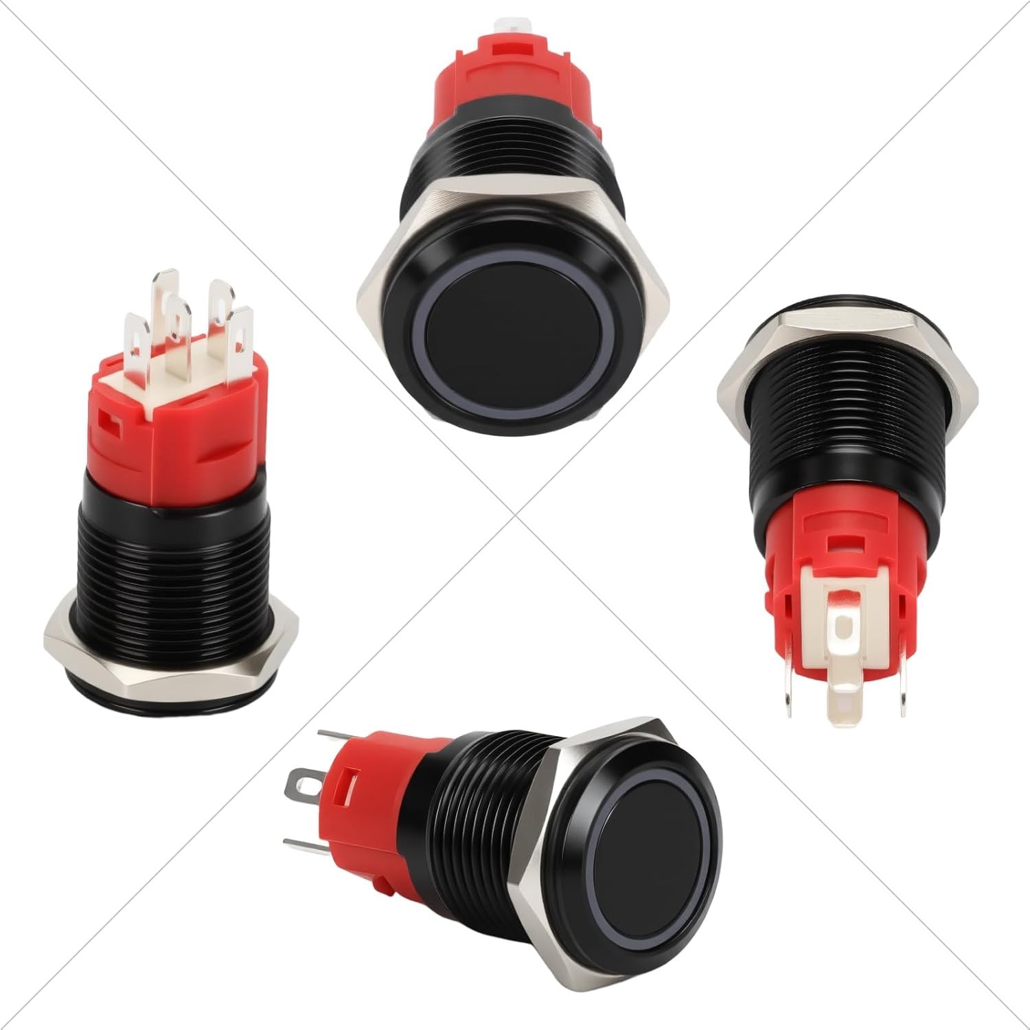 16mm Latching Push Button Switch 12V LED wire socket On/Off