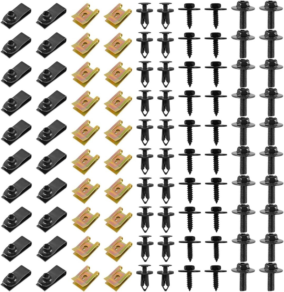 100PCS Car Screws and Bolts, Universal Auto Body Clips Assortment, Includes Vehi