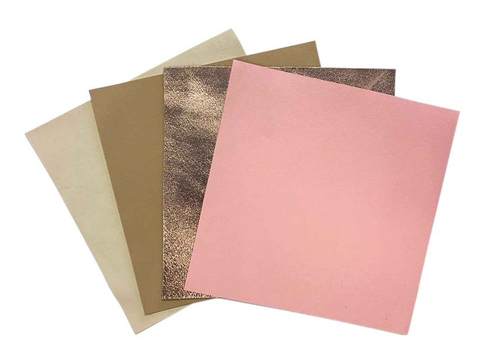 Beige Rose Gold Leather Sheets: 4 Leather Sheets for Crafts 10x10In/ 25x25cm