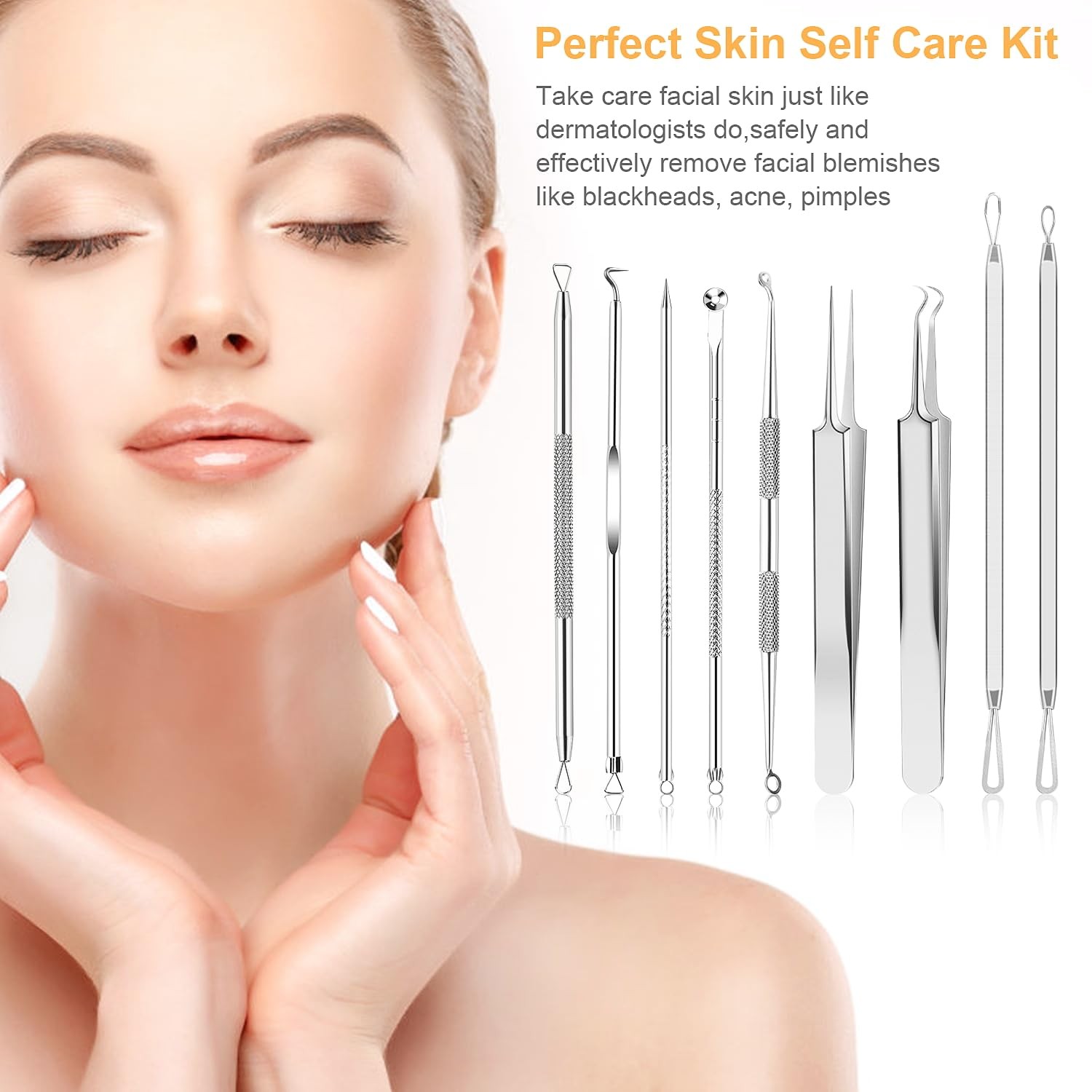UUBAAR 9PCS Blackhead Remover Tools, Pimple Popper Tool Kit with 2 Silver
