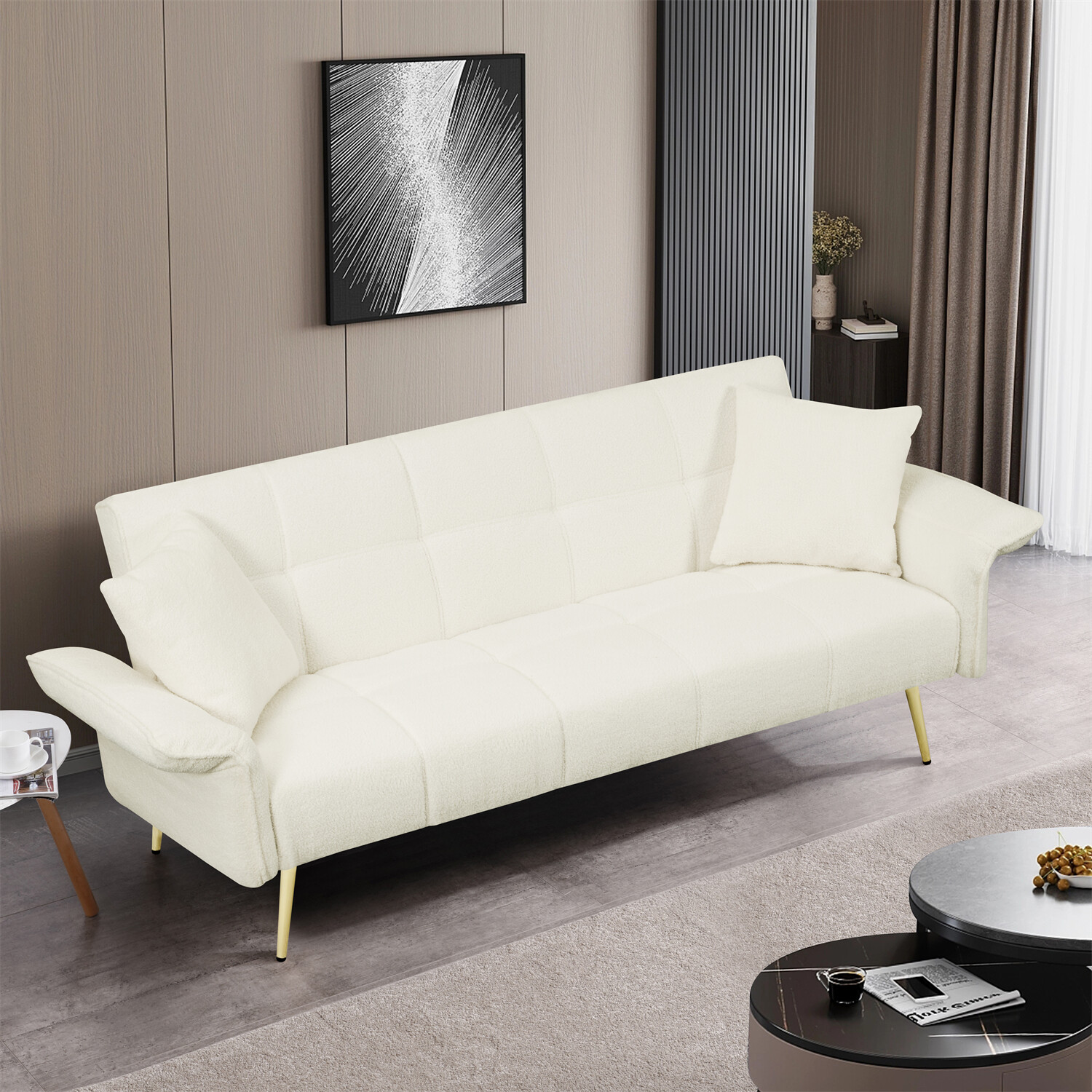 Convertible Sleeper Sofa Bed Couch Futon Sofa Bed Folding Recliner Sofa US