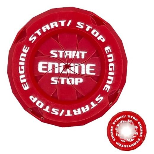 Rotary Push Start Button Cover, Car Engine Start Stop Button Cover, RED