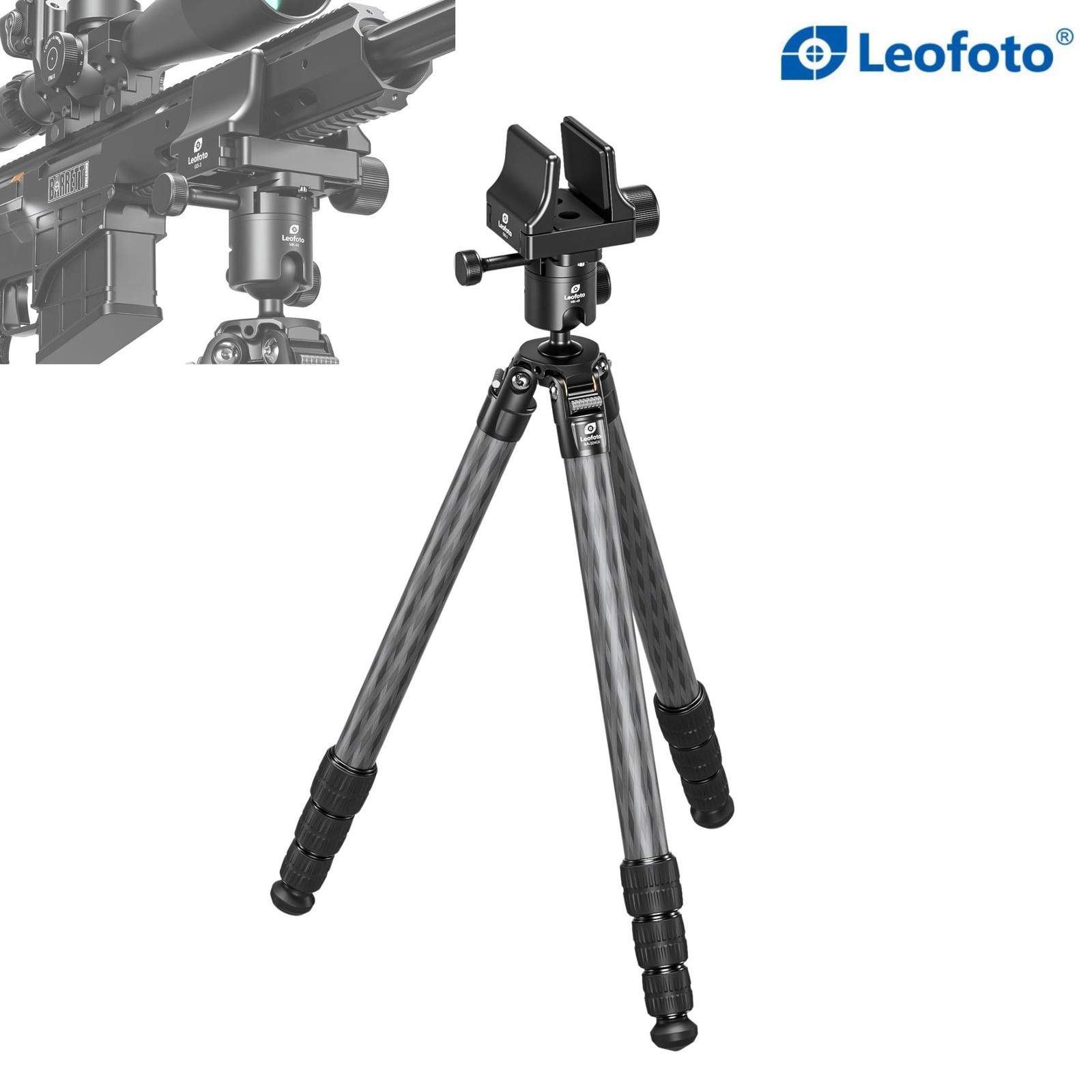 Leofoto SA-324CX+MK-40X+GS-3 Rifle Tripod with 40mm Ballhead and Clamp